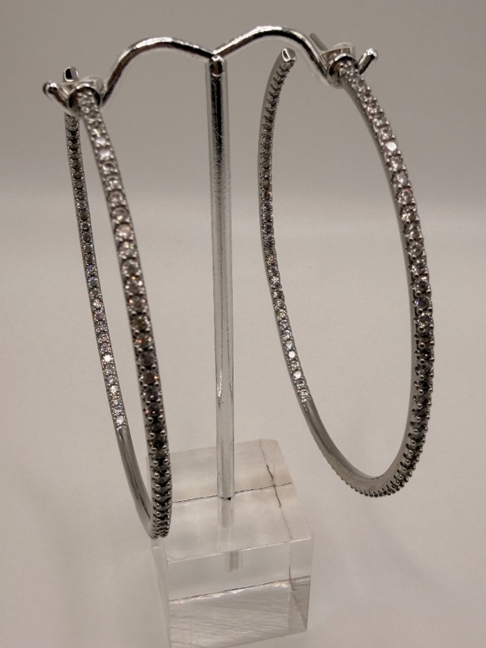 Silver Crystal Pavé Hoop Earrings